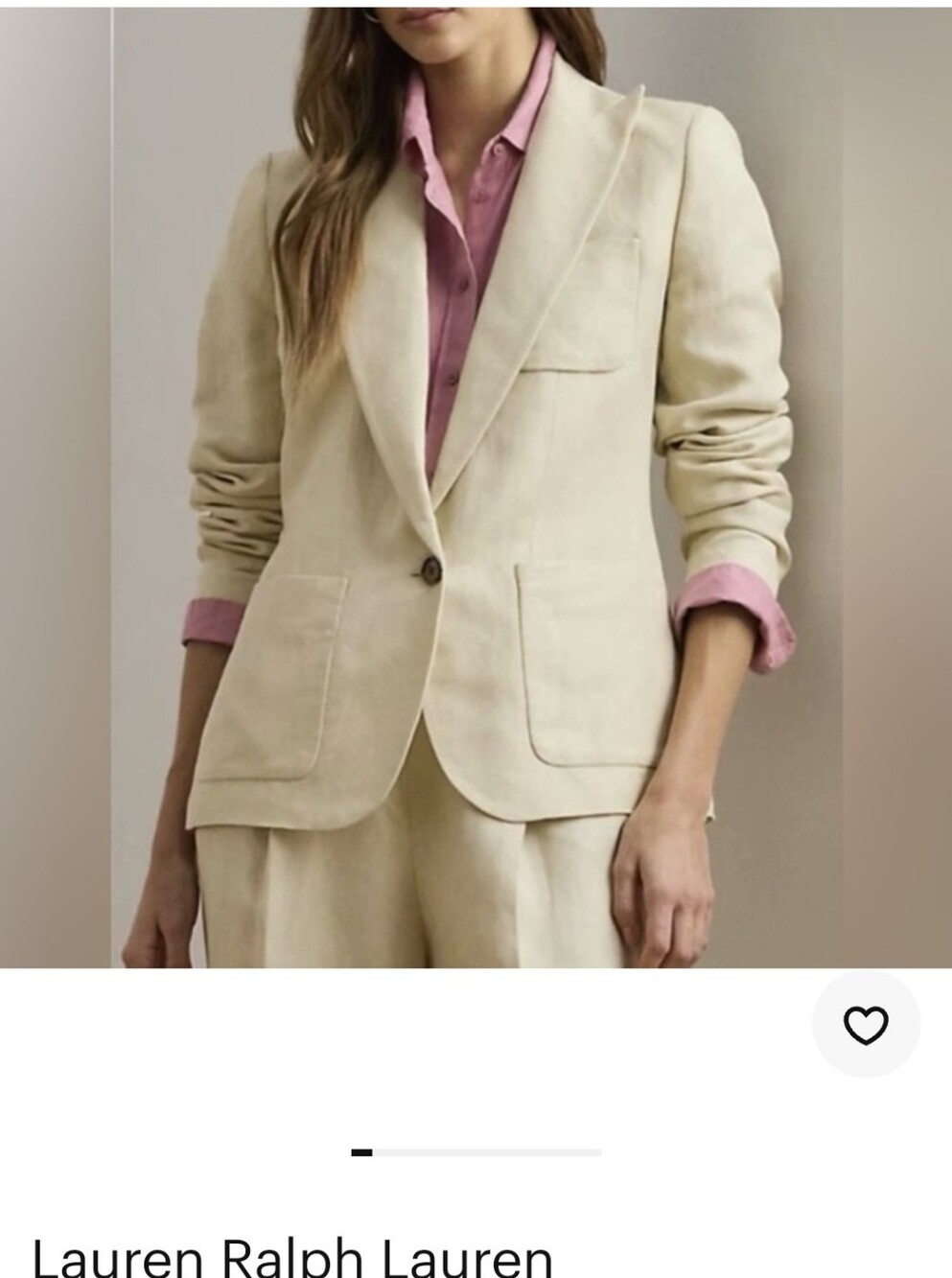 Lauren Ralph Lauren Off-White Single-Button Tailored Blazer